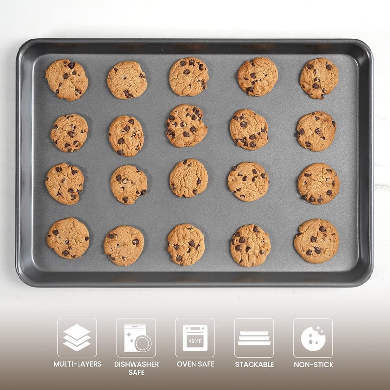 BLISI 15" x 10" Jelly Roll Pans (2 Pack), Nonstick Carbon Steel Baking Sheets for Cookies, Pastries, Brownies & Roasting, Heavy-Duty Bakeware Set - Image 3